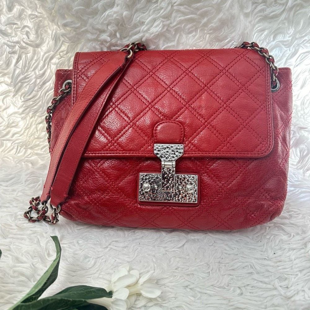 Marc Jacobs Red Baroque Lambskin Leather Shoulder/ Chain Crossbody Bag Italy